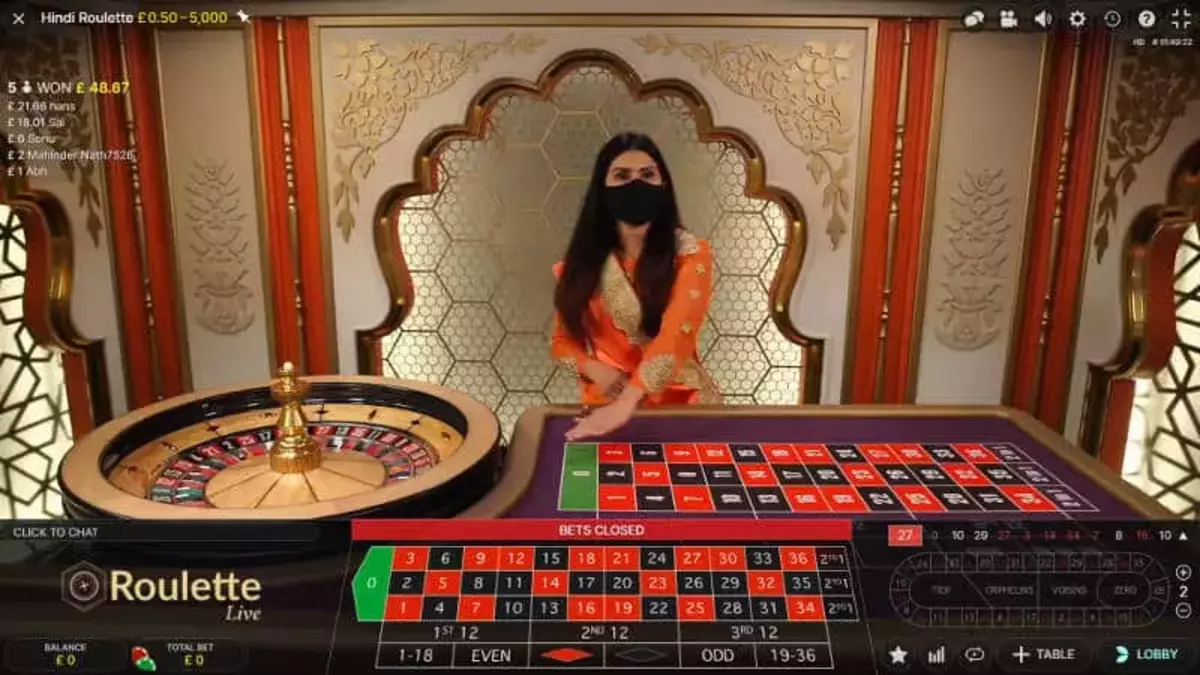 Hindi Roulette by Evolution Gaming Visual