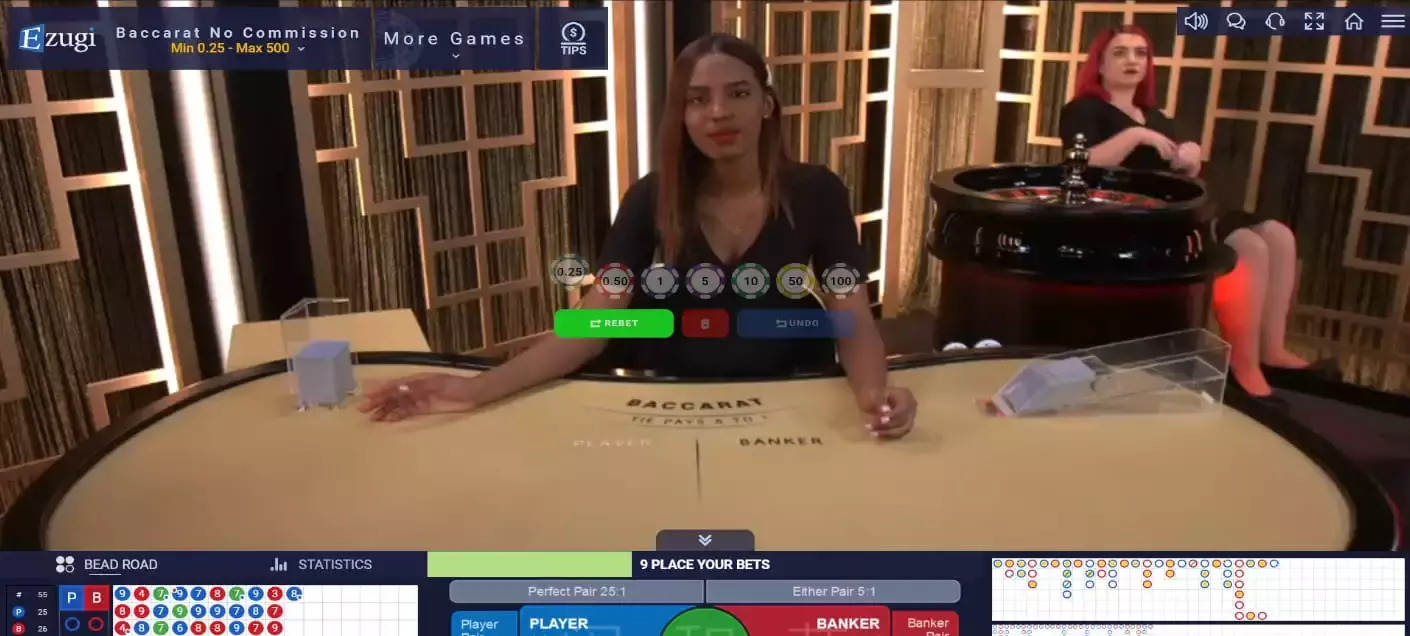 Live No Commission Baccarat by Ezugi Gameplay