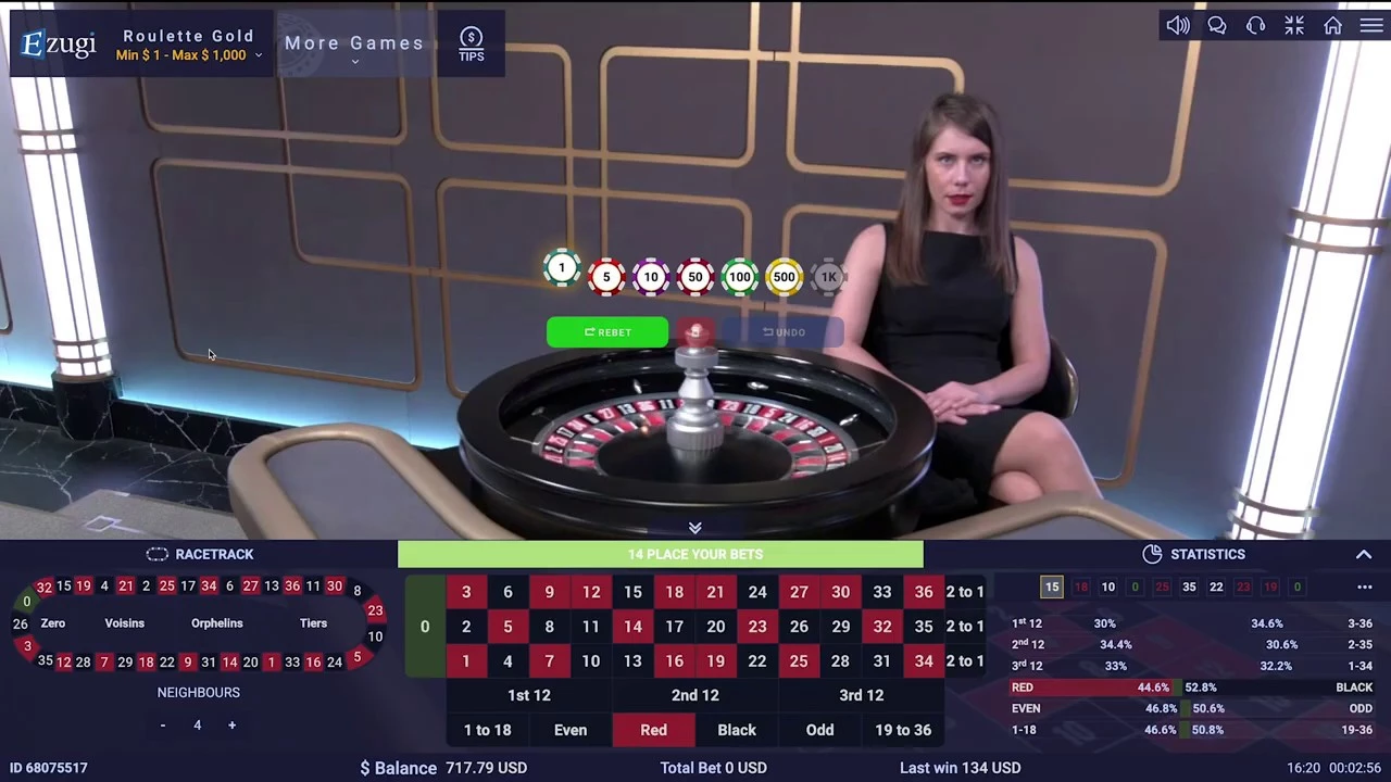 Live Roulette by Ezugi Gameplay