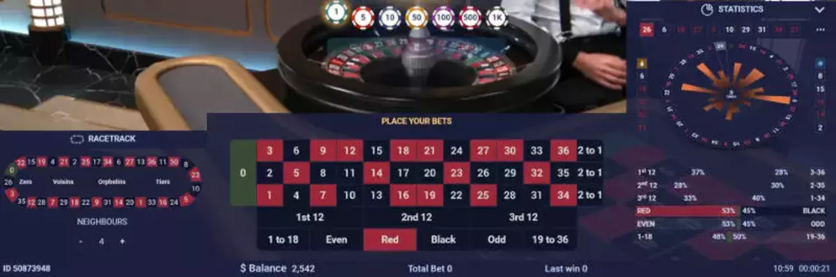 Live Roulette by Ezugi Interface