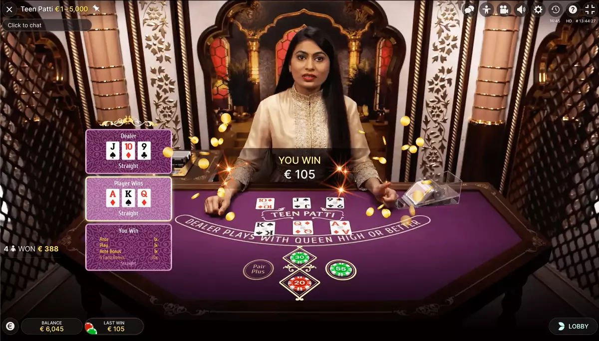 Live Teen Patti by Evolution Gaming Visual and Interface