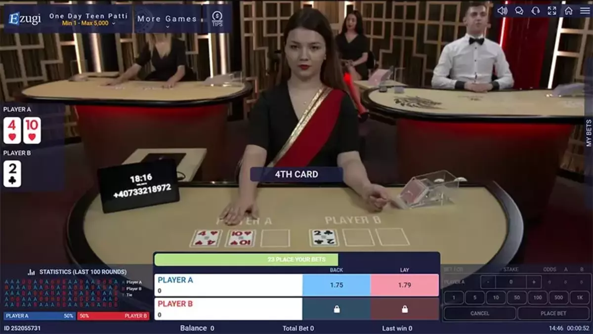 One Day Teen Patti by Ezugi Gameplay