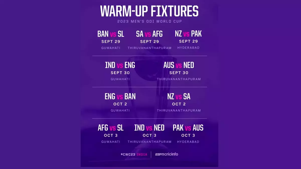 India Warm Up Matches Schedule - World Cup 2023