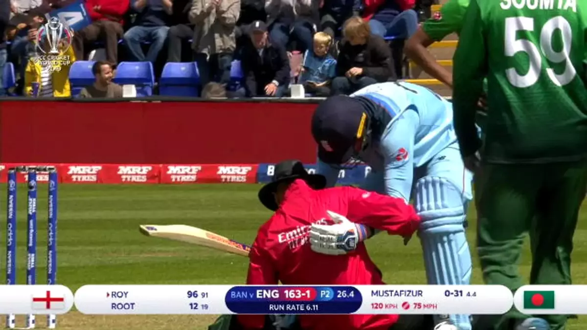 Jason Roy Knocks Umpire - World Cup 2019