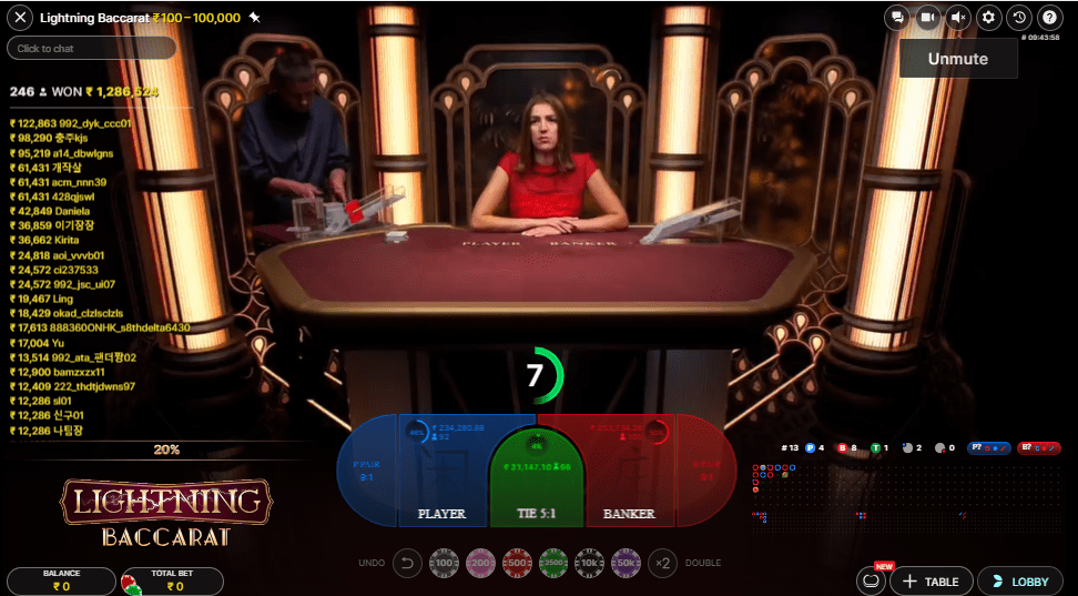 Lightning Baccarat Live Casino